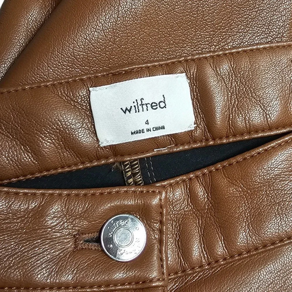 Aritzia Wilfred The Melina  High Rise Vegan Leather Pants Straight Leg Sz 4 Tall - Picture 7 of 8